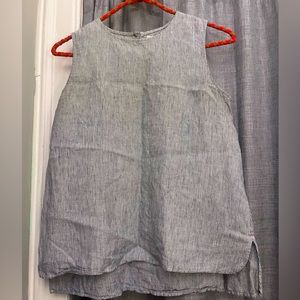 Cotton/linen blue tank